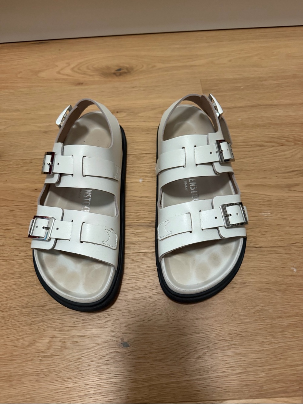 Birkenstock White Double Buckle Backstrap Sandals